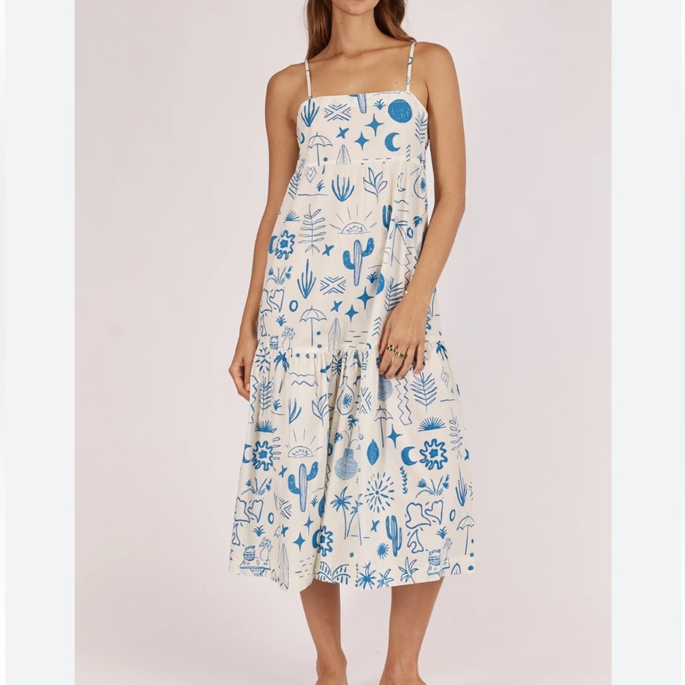 ITAMI Blue and White Printed Women's Dress